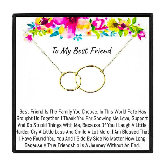 Double Circle Necklace For My Beautiful Crazy Bestie - Friendship Necklace - Double Circle Necklace For My Beautiful Crazy Bestie - Gold - by Hunny Life