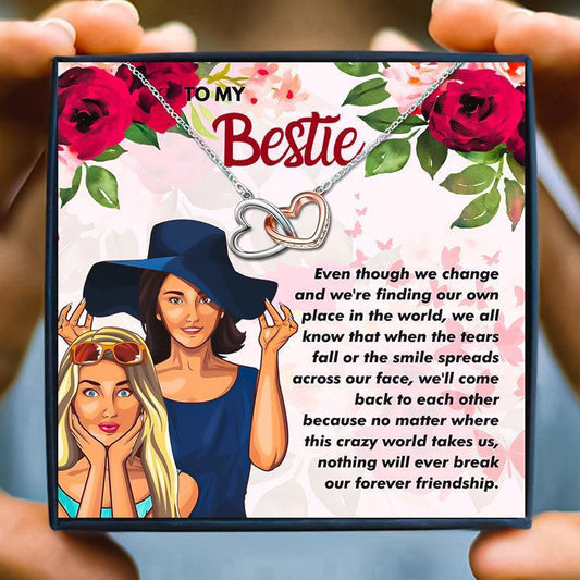 Double Heart Charms Giving Necklace Gift to my bestie - Friendship Necklace - Double Heart Charms Giving Necklace Gift to my bestie - Default Title - by Hunny Life