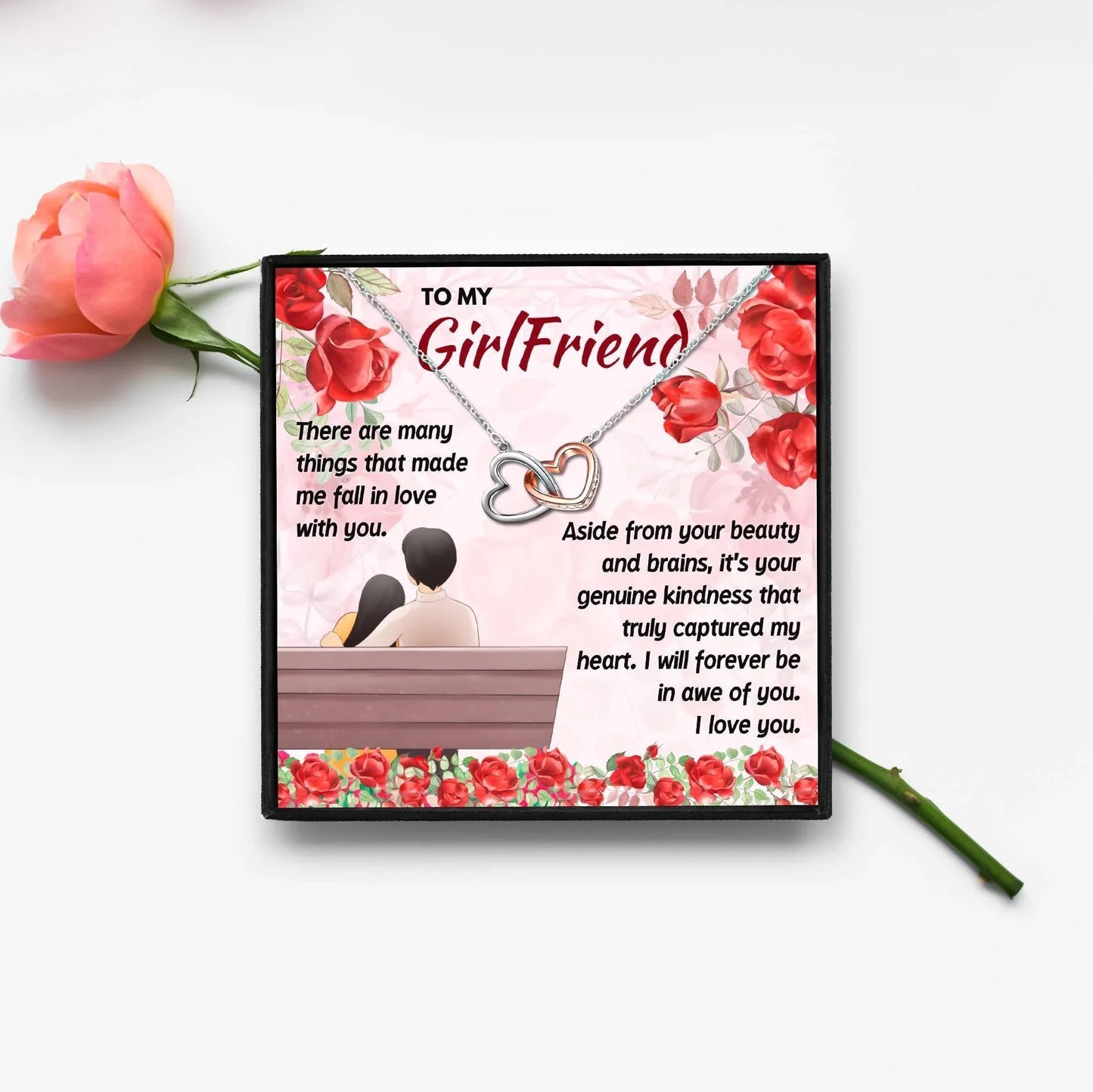 Double Heart Gift Necklace to My Beautiful Girlfriend - Girlfriend Necklaces - Double Heart Gift Necklace to My Beautiful Girlfriend - Default Title - by Hunny Life