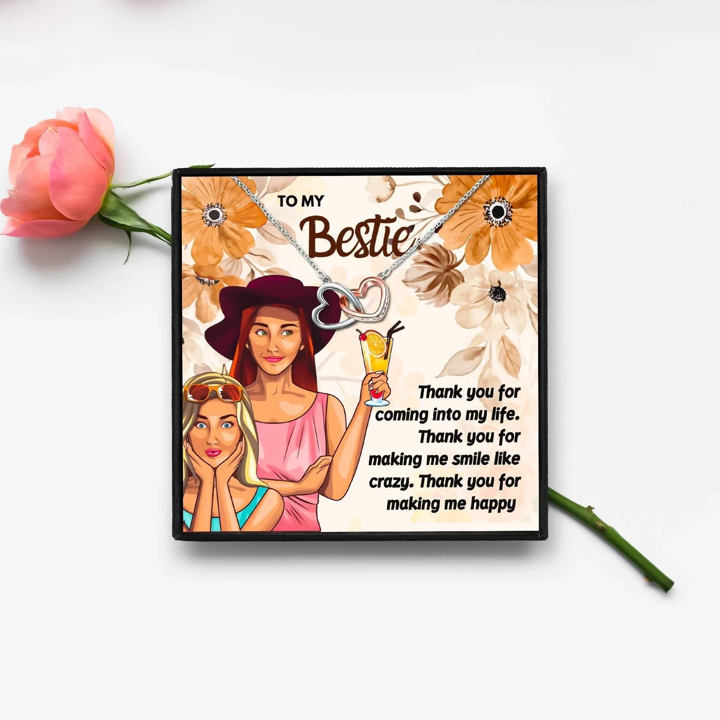 Double Heart Gift Necklace to My Bestie - Friendship Necklace - Double Heart Gift Necklace to My Bestie - Default Title - by Hunny Life