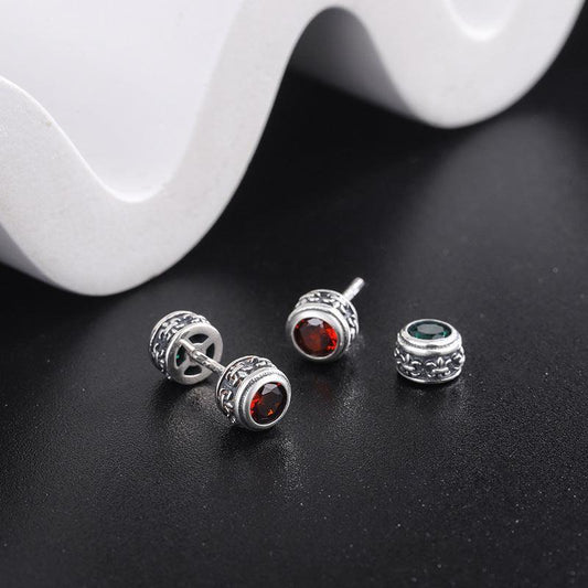 Double-sided Wear Screw Vintage Old Punk Earrings - Earrings - Double-sided Wear Screw Vintage Old Punk Earrings - Silver - by Hunny Life