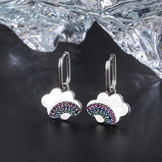 Exotic Style Rainbow Cloud S925 Sterling Silver Earrings - Earrings - Exotic Style Rainbow Cloud S925 Sterling Silver Earrings - Silver - by Hunny Life