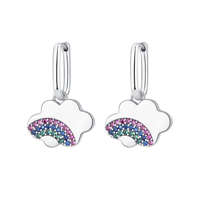 Exotic Style Rainbow Cloud S925 Sterling Silver Earrings - Earrings - Exotic Style Rainbow Cloud S925 Sterling Silver Earrings - Silver - by Hunny Life