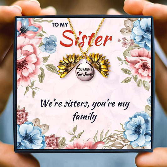 Favorite Sister Sunflower Pendant Necklace - sister necklaces - Favorite Sister Sunflower Pendant Necklace - Default Title - by Hunny Life