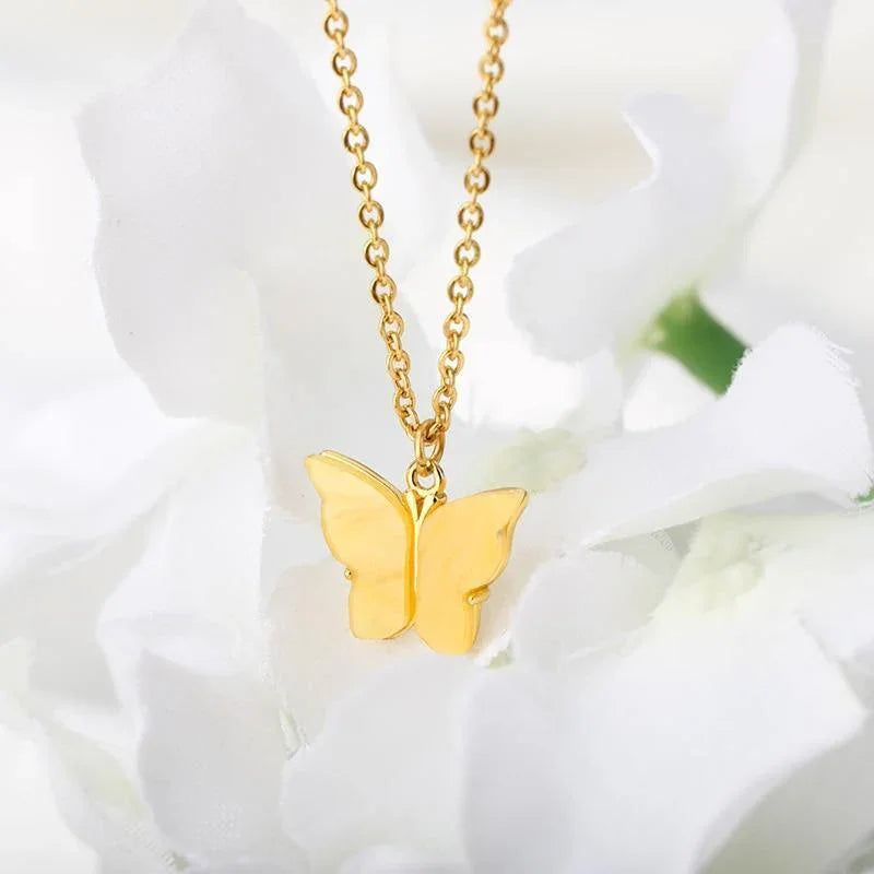 Find Me Cute Butterfly Pendant Necklace - necklaces - Find Me Cute Butterfly Pendant Necklace - blue / Gold - by Hunny Life