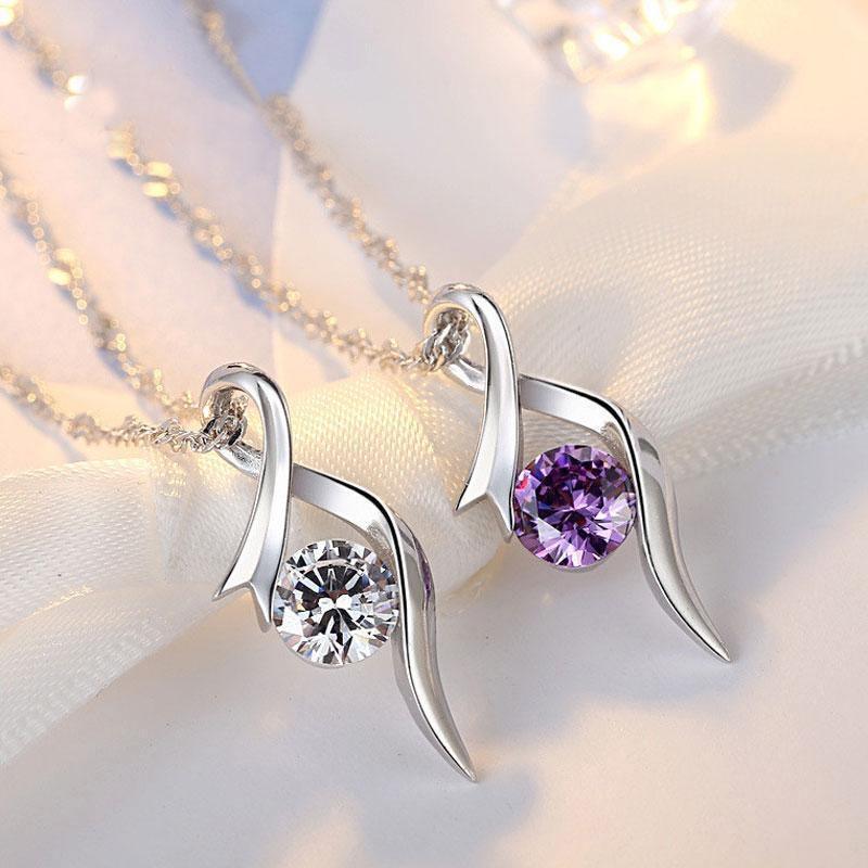 Friendship Pendant Necklaces - Friendship Necklace - Friendship Pendant Necklaces - Purple Crystal - by Hunny Life