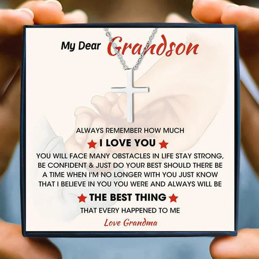 Gift For Young Grandson Cross Pendant Necklace Set - grandson necklace - Gift For Young Grandson Cross Pendant Necklace Set - Default Title - by Hunny Life