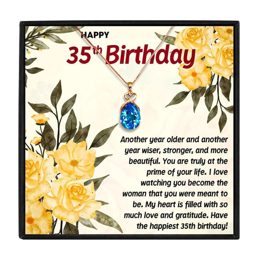 Gift Ideas for a Wife's 35th Birthday - birthday necklace - Gift Ideas for a Wife's 35th Birthday - Blue Crystal Necklace - by Hunny Life