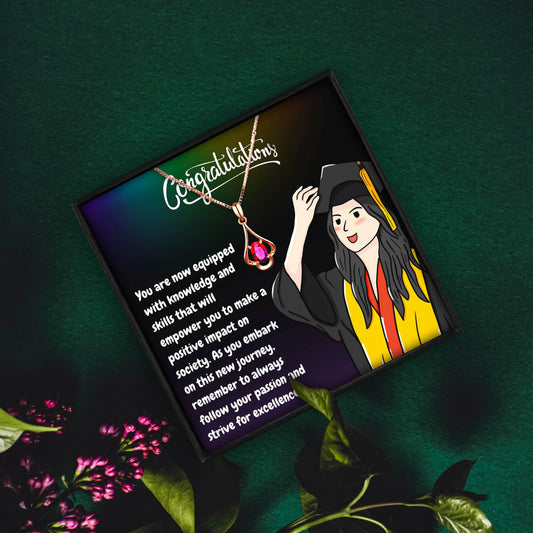 Graduation Rose Gold Necklace Jewelry Gifts Set With Message - Graduation necklaces - Graduation Rose Gold Necklace Jewelry Gifts Set With Message - Rose Gold - by Hunny Life