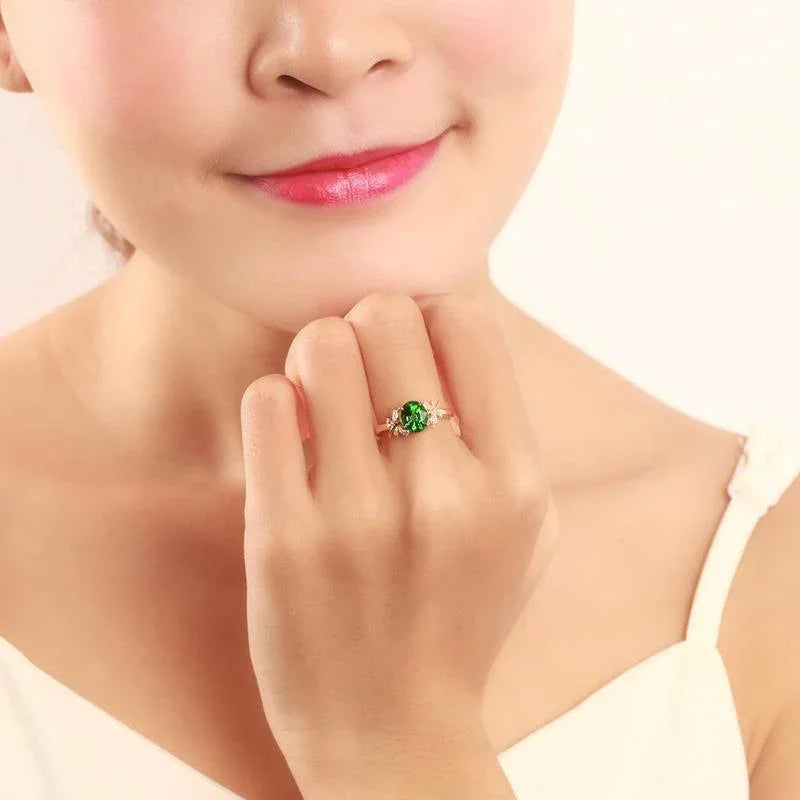 Green Stone Opening Adjustable Ring - ring - Green Stone Opening Adjustable Ring - Butterfly Green Stone Ring - by Hunny Life