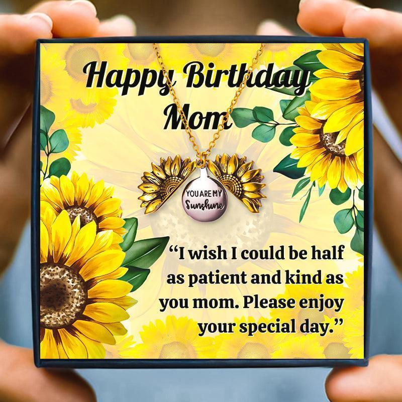 Happy Birthday Mom Sunflower Necklace Gift Set For Mom's Birthday - mom necklaces - Happy Birthday Mom Sunflower Necklace Gift Set For Mom's Birthday - Sunflower - by Hunny Life
