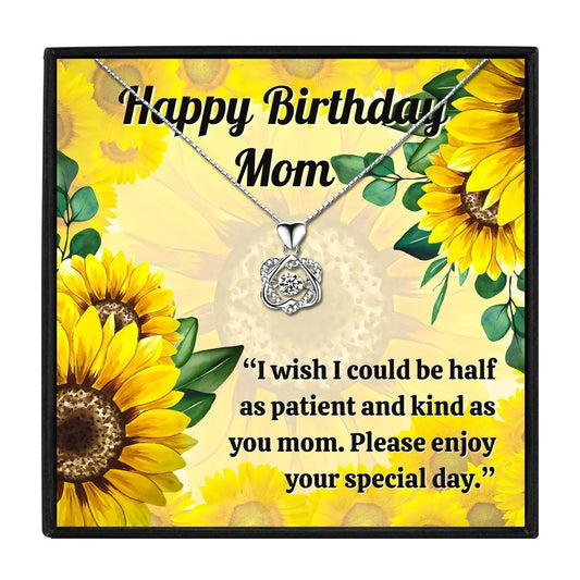 Happy Birthday Mom Sunflower Necklace Gift Set For Mom's Birthday - mom necklaces - Happy Birthday Mom Sunflower Necklace Gift Set For Mom's Birthday - Crystal Heart - by Hunny Life