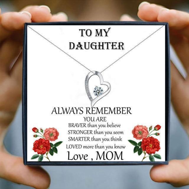 Heart crystal Pendant Chain Necklace gift for My Daughter - daughter necklaces - Heart crystal Pendant Chain Necklace gift for My Daughter - FHE-P045 - by Hunny Life