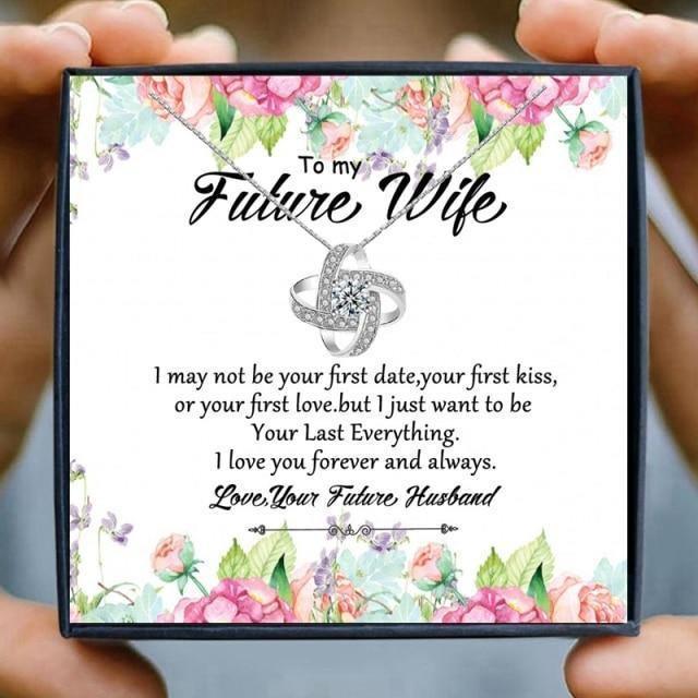 Heart knot Pendant Necklace for Wife - wife necklaces - Heart knot Pendant Necklace for Wife - txx218d27 Gift Box - by Hunny Life