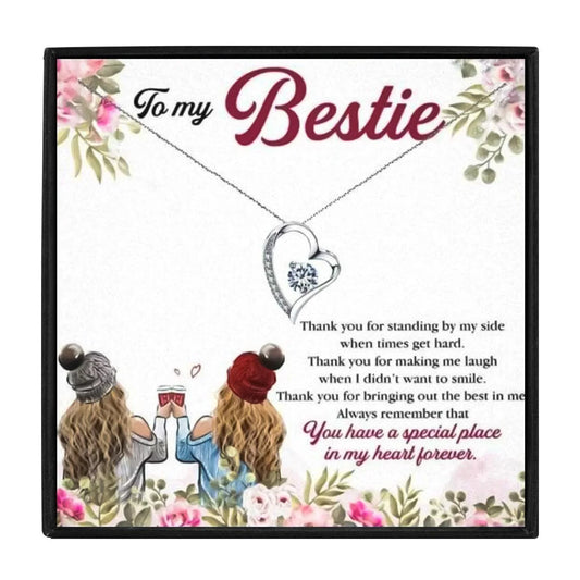 Heart Pendant Crystal Necklace to my bestie - Friendship Necklace - Heart Pendant Crystal Necklace to my bestie - txx199p36 Gift Box - by Hunny Life