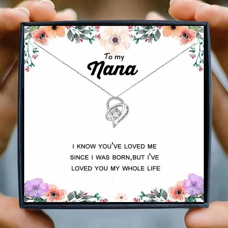 Heart Pendant Necklace for Grandma - grandma necklaces - Heart Pendant Necklace for Grandma - txx188w3 Gift Box - by Hunny Life