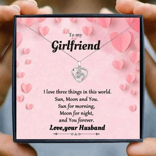 Heart Pendant Necklace To My Girlfriend - Girlfriend Necklaces - Heart Pendant Necklace To My Girlfriend - Default Title - by Hunny Life