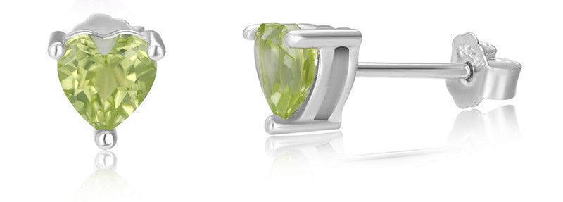 Heart-shaped Amethyst Olivine Topaz earring - Earrings - Heart-shaped Amethyst Olivine Topaz earring - Blue topaz - by Hunny Life