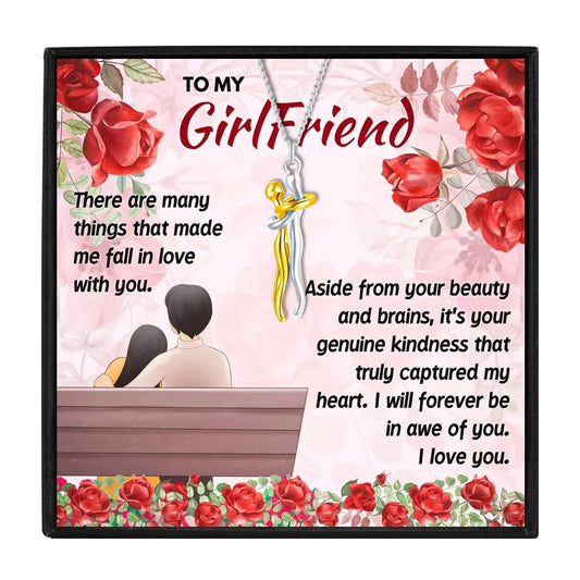 Hug And Kisses Necklace For Girlfriend - Girlfriend Necklaces - Hug And Kisses Necklace For Girlfriend - Silver and Gold - by Hunny Life