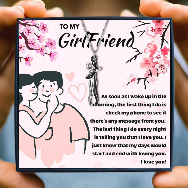 Hug And Kisses Necklace Gift To My Girlfriend - Girlfriend Necklaces - Hug And Kisses Necklace Gift To My Girlfriend - Black and Gold - by Hunny Life