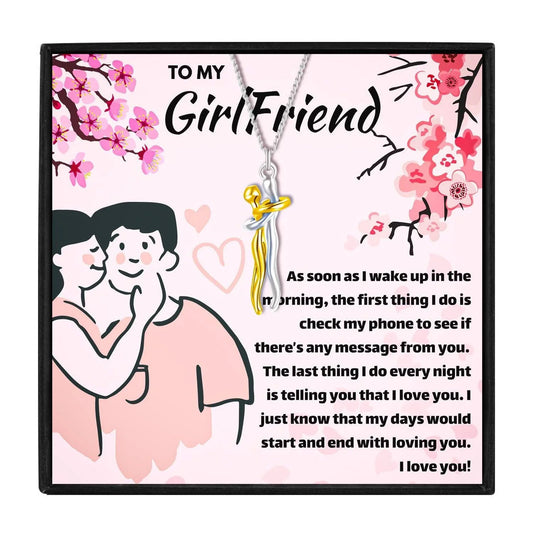 Hug And Kisses Necklace Gift To My Girlfriend - Girlfriend Necklaces - Hug And Kisses Necklace Gift To My Girlfriend - Silver and Gold - by Hunny Life