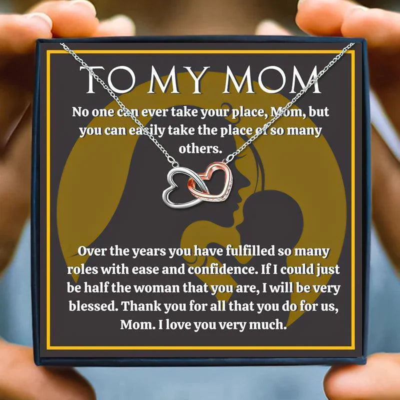 Hug You Tight - Double Hearts Necklace Gift For Mum - mom necklaces - Hug You Tight - Double Hearts Necklace Gift For Mum - Moon and Back - by Hunny Life