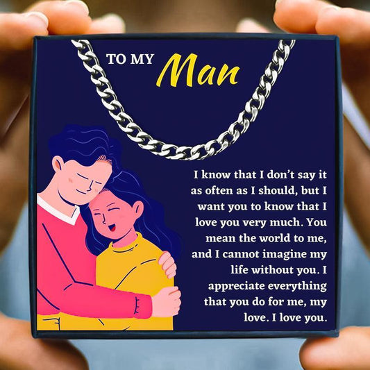 I Love My Husband Necklace From Beautiful Wife - husband necklace - I Love My Husband Necklace From Beautiful Wife - Silver / 50cm / 5mm - by Hunny Life