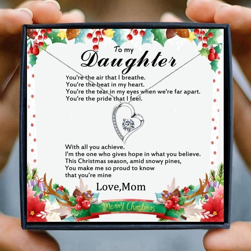 Interlocking Hearts Necklace For My Daughter - daughter necklaces - Interlocking Hearts Necklace For My Daughter - Design 1 - by Hunny Life