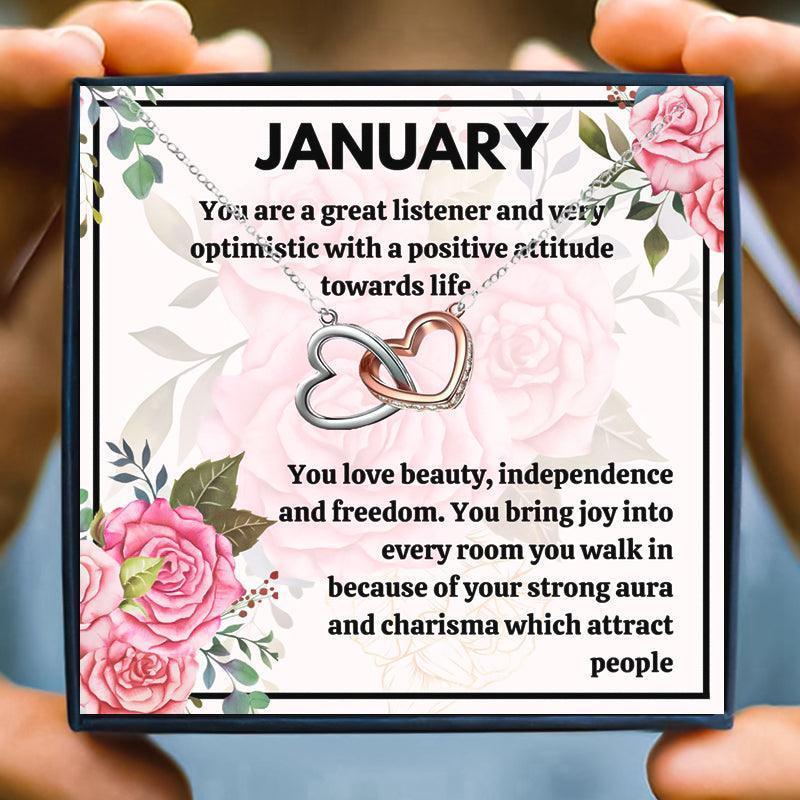 January Birth Month Birthstone Love Knot Necklace Gift Set - Month necklace - January Birth Month Birthstone Love Knot Necklace Gift Set - Free Box / Double Heart - by Hunny Life