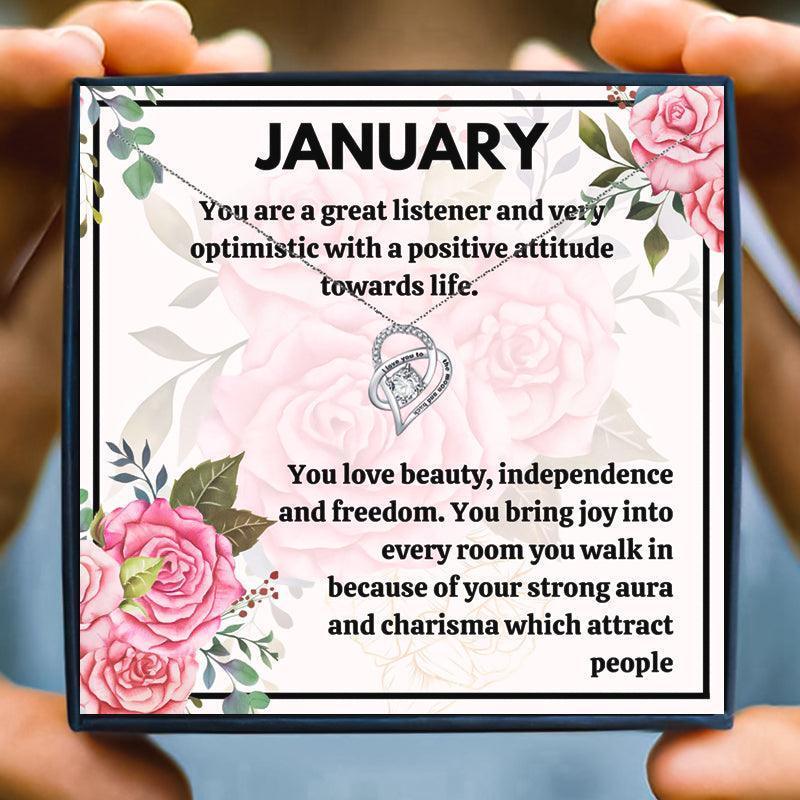 January Birth Month Birthstone Love Knot Necklace Gift Set - Month necklace - January Birth Month Birthstone Love Knot Necklace Gift Set - Free Box / Moon and Back - by Hunny Life