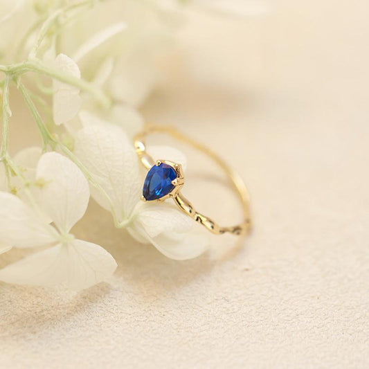 Japanese Light Jewelry Akado Sapphire Ring - rings - Japanese Light Jewelry Akado Sapphire Ring - Water drop zircon ring / 10th - by Hunny Life