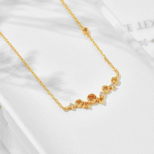 Japanese Natural Topaz Necklace - necklace - Japanese Natural Topaz Necklace - Citrine clavicle chain - by Hunny Life