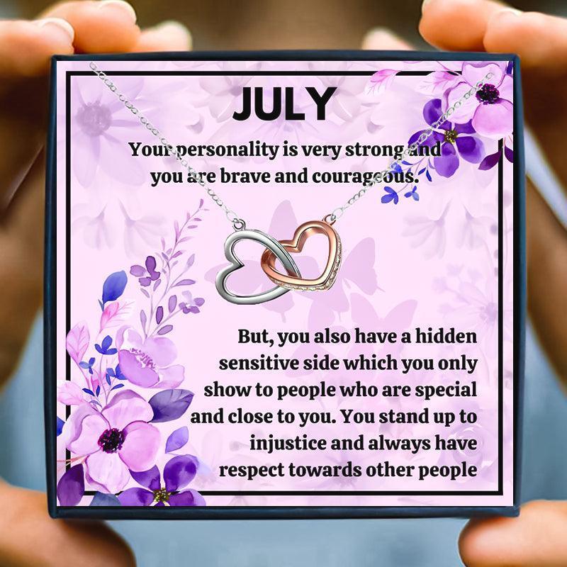 July Birth Month Birthstone Love Knot Necklace Gift Set - Month necklace - July Birth Month Birthstone Love Knot Necklace Gift Set - Free Box / Double Heart - by Hunny Life
