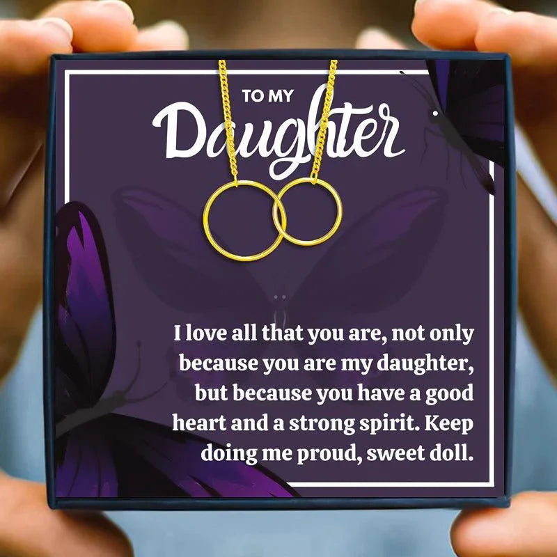 Long Distance Mom and Daughter Circle Necklace Gift - daughter necklaces - Long Distance Mom and Daughter Circle Necklace Gift - Rose Gold - by Hunny Life