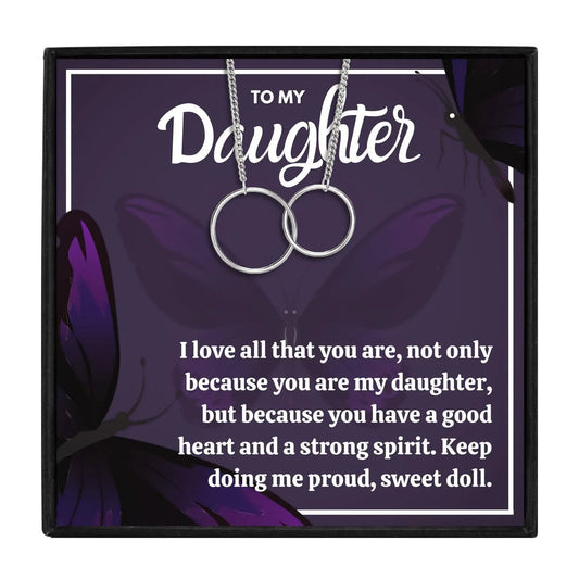 Long Distance Mom and Daughter Circle Necklace Gift - daughter necklaces - Long Distance Mom and Daughter Circle Necklace Gift - Silver - by Hunny Life