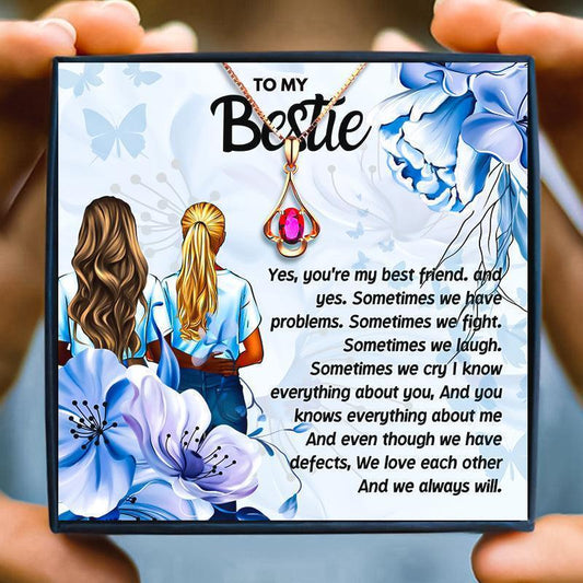 Long Distance Red Gemstone Necklace For Bestie - Friendship Necklace - Long Distance Red Gemstone Necklace For Bestie - Default Title - by Hunny Life