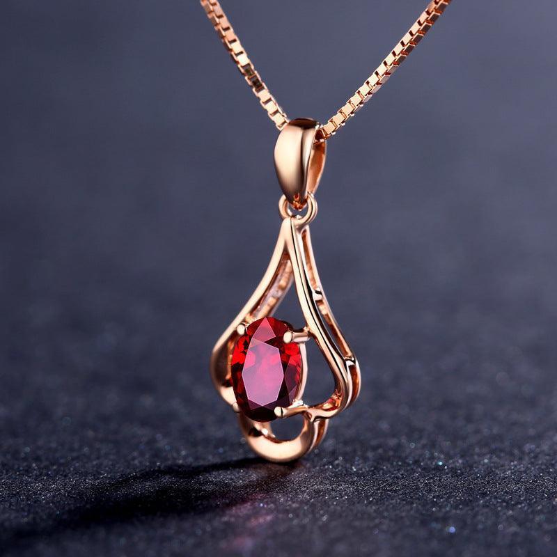 Luxury Red Crystal Rose Gold Necklace Gift For Girlfriend - Girlfriend Necklaces - Luxury Red Crystal Rose Gold Necklace Gift For Girlfriend - Default Title - by Hunny Life