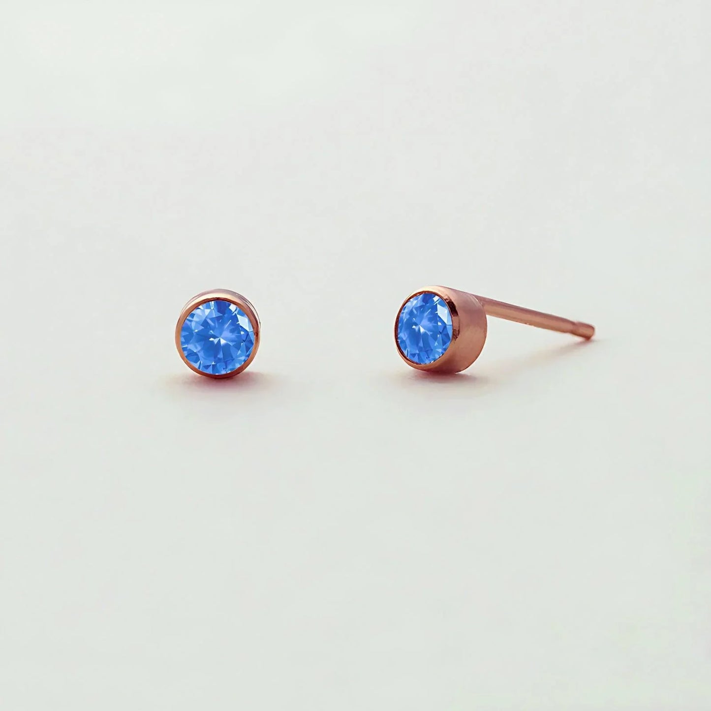 March Birthstone Cute Earrings - birthstone earring - March Birthstone Cute Earrings - Rose Gold - by Hunny Life