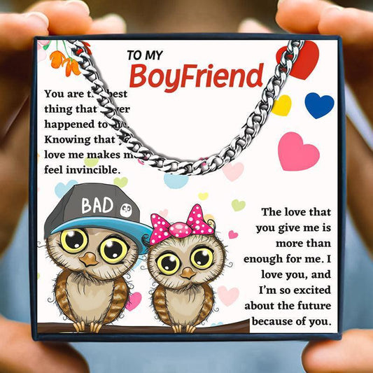 Matching Necklaces For Boyfriend - boyfriend necklace - Matching Necklaces For Boyfriend - Silver / 50cm / 5mm - by Hunny Life