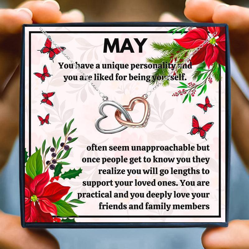 May Birth Month Birthstone Love Knot Necklace Gift Set - Month necklace - May Birth Month Birthstone Love Knot Necklace Gift Set - Free Box / Double Heart - by Hunny Life