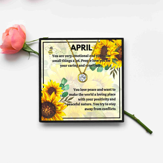Meaningful April Birthstone Necklace Gift Set - Birth Month necklace - Meaningful April Birthstone Necklace Gift Set - Gold - by Hunny Life