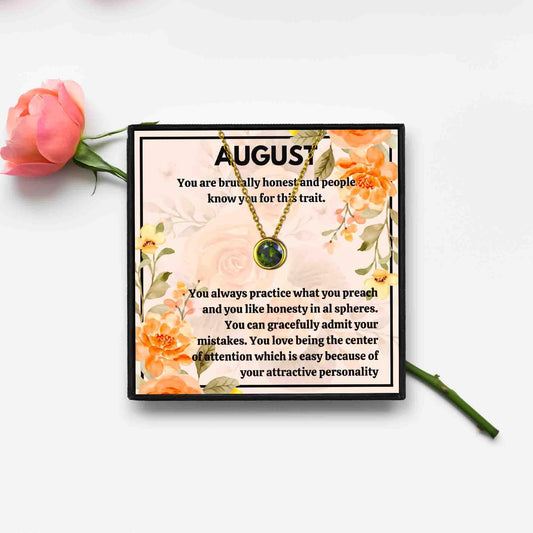 Meaningful August Birthstone Necklace Gift Set - Birth Month necklace - Meaningful August Birthstone Necklace Gift Set - Gold - by Hunny Life
