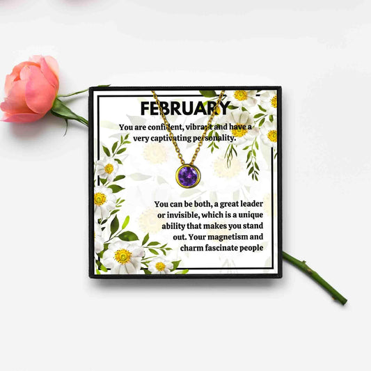 Meaningful February Birthstone Necklace Gift Set - Birth Month necklace - Meaningful February Birthstone Necklace Gift Set - Gold - by Hunny Life