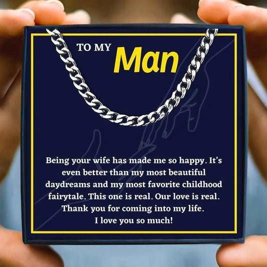 Meaningful Gift Necklace For Husband From Wife - husband necklace - Meaningful Gift Necklace For Husband From Wife - Silver / 50cm / 5mm - by Hunny Life