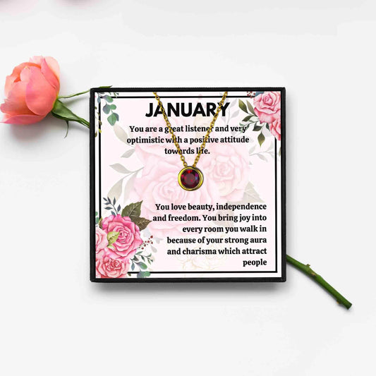 Meaningful January Birthstone Necklace Gift Set - Birth Month necklace - Meaningful January Birthstone Necklace Gift Set - Gold - by Hunny Life