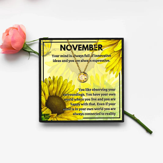 Meaningful November Birthstone Necklace Gift Set - Birth Month necklace - Meaningful November Birthstone Necklace Gift Set - Gold - by Hunny Life