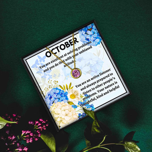 Meaningful October Birthstone Necklace Gift Set - Birth Month necklace - Meaningful October Birthstone Necklace Gift Set - Gold - by Hunny Life