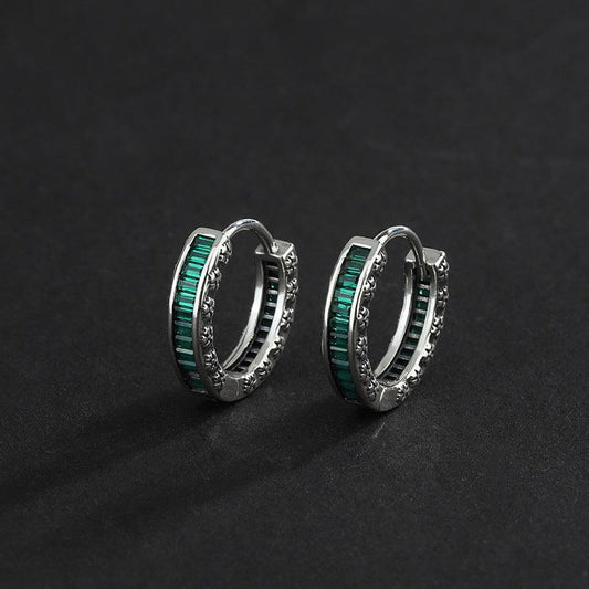 Minimal Cool Green Retro T Square Diamond Earrings - Earrings - Minimal Cool Green Retro T Square Diamond Earrings - Green - by Hunny Life