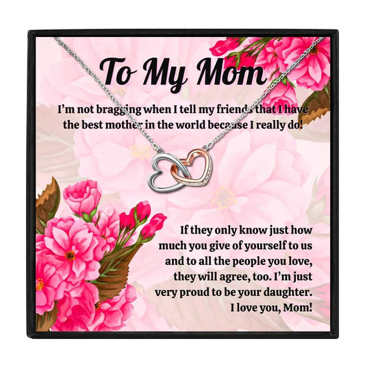 Mommy Double Heart Gift Necklace Set From Daughter - mom necklaces - Mommy Double Heart Gift Necklace Set From Daughter - Double Heart - by Hunny Life