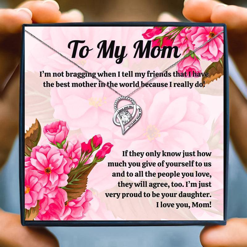 Mommy Double Heart Gift Necklace Set From Daughter - mom necklaces - Mommy Double Heart Gift Necklace Set From Daughter - Moon and Back - by Hunny Life